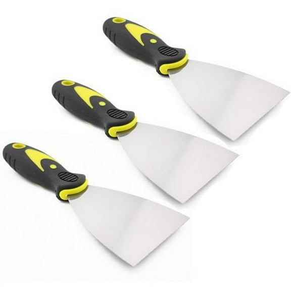 Wideskall 3-Packs 3" inch Flexible Scraper Putty Joint Drywall Knife Rubber Handle