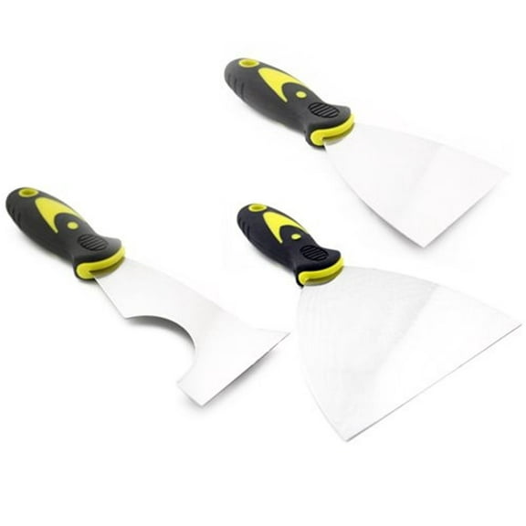 Wideskall 3 Pcs Metal 3" 5" inch Putty Knife Set Drywall Knife Painter Tool with Rubble Handle