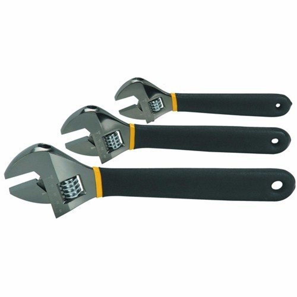 Wideskall 3 Pieces Heat Treated Laser Marked Metric Adjustable Wrench Set 6" inch + 8" inch + 10" inch - image 1 of 4