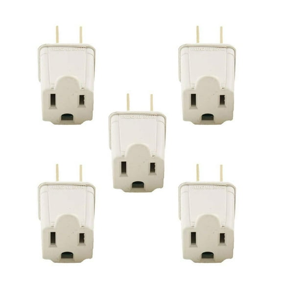 Wideskall 3 Prong to 2 Prong Electrical Grounding Adapter UL Certified Pack of 5