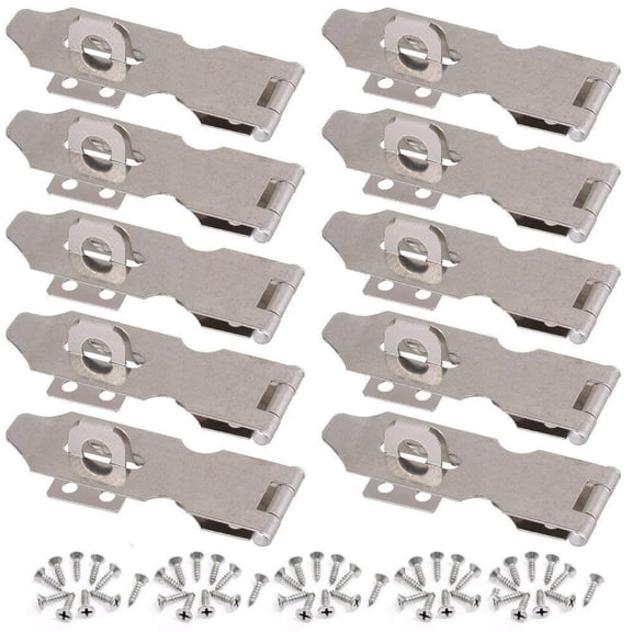Wideskall 3" inch Zinc Plated Swivel Safety Hasp and Staple with Screws Pack of 10