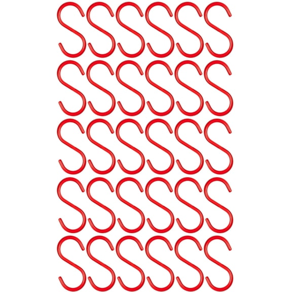 Wideskall 30 Pieces 5" inch Red Vinyl Coated S Shaped Hooks for Hanging Kitchen Rack