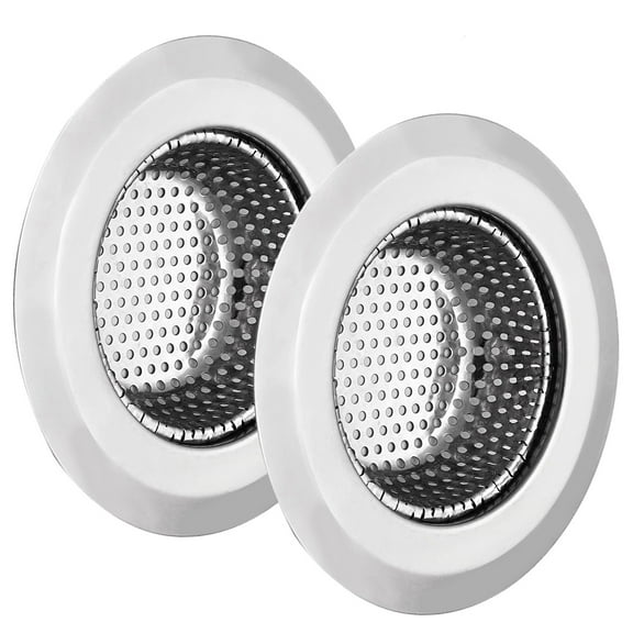 Wideskall 4.5" Stainless Steel Large Wide Rim Sink Strainer for Kitchen Drain Pack of 2