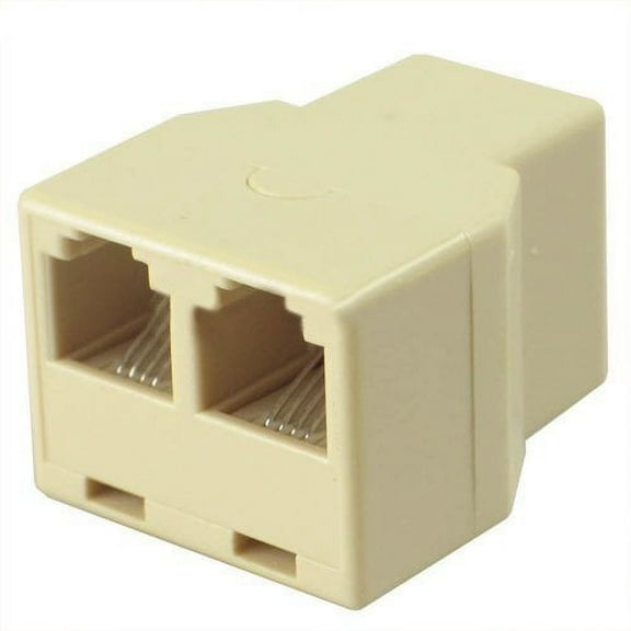 Wideskall 4 Conductor Modular Jack Telephone Coupler Splitter Adapter Ivory