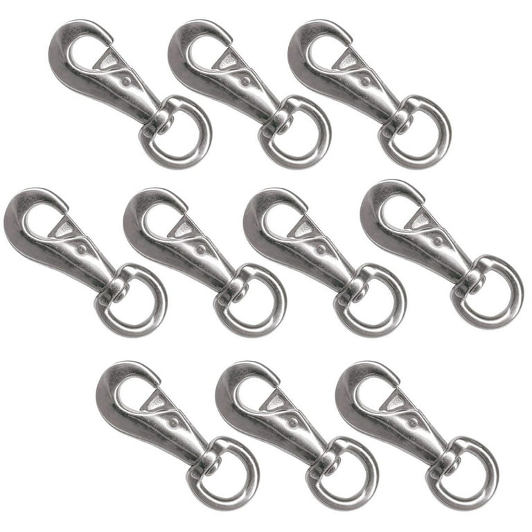 Wideskall 4 Heavy Duty Bull Snap Latching Hook Round Swivel Eye Chrome  Silver - Pack of 10
