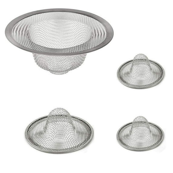 Wideskall 4 Pcs Assorted Size Mesh Stainless Steel Sink Strainer Drain Filter Wide Rim