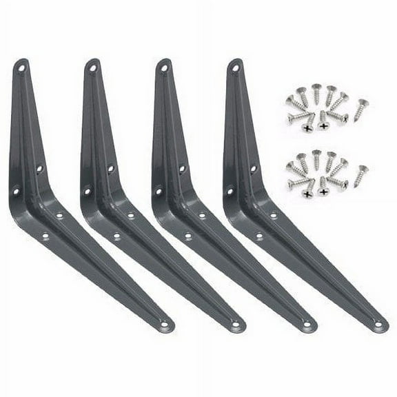 Wideskall 4 Pcs Metal 5" x 6" inch Wall Corner Angle Shelving Shelf Brackets Gray