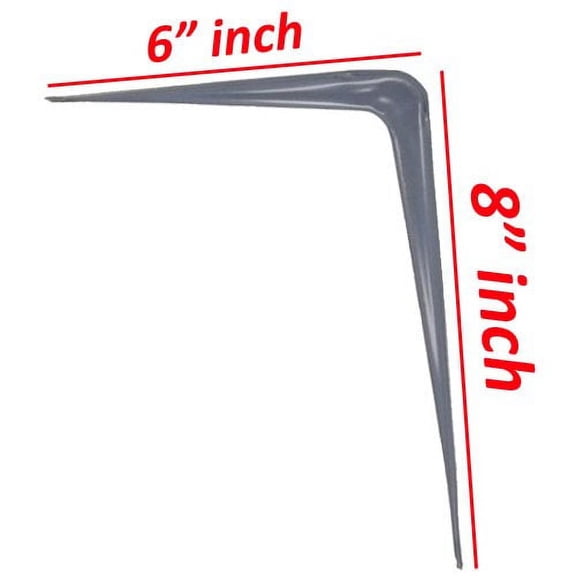 Wideskall 4 Pcs Metal 6" x 8" inch Wall Corner Angle Shelving Shelf Brackets Gray