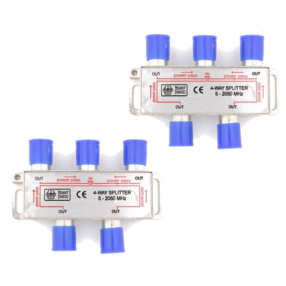 Wideskall 4 Way Coax Cable Balanced Splitter F-Type Screw for TV Antenna Satellite Cable Pack of 2