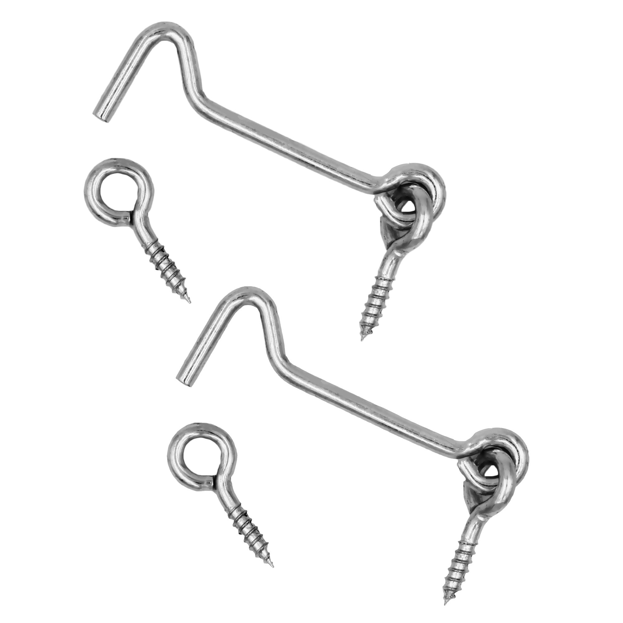 Wideskall 4 inch Heavy Duty Zinc Plated Wire Gate Hook and Eye Latch Pack  of 2