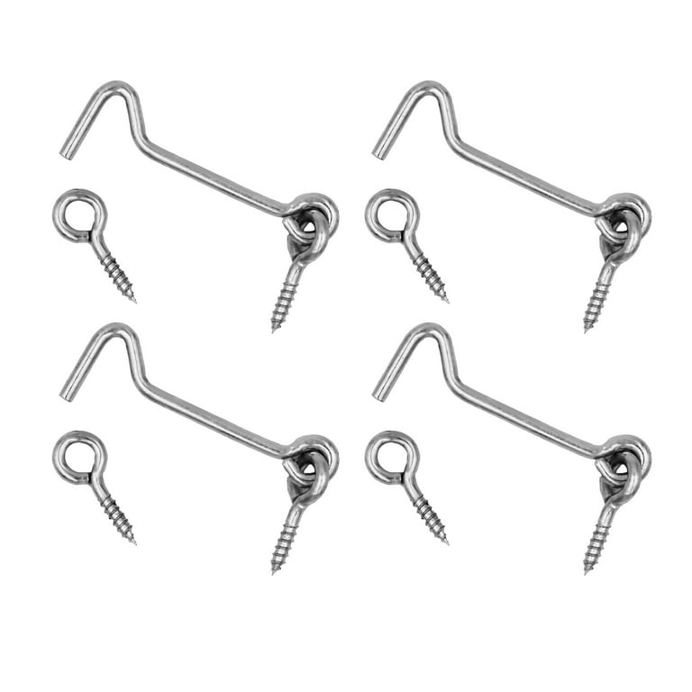 Wideskall 4 inch Heavy Duty Zinc Plated Wire Gate Hook and Eye Latch Pack  of 4