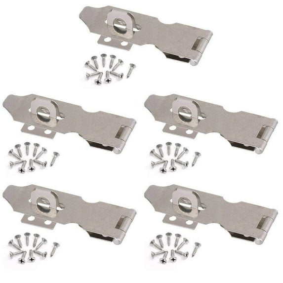 Wideskall 4" inch Zinc Plated Swivel Safety Hasp and Staple with Screws Pack of 5