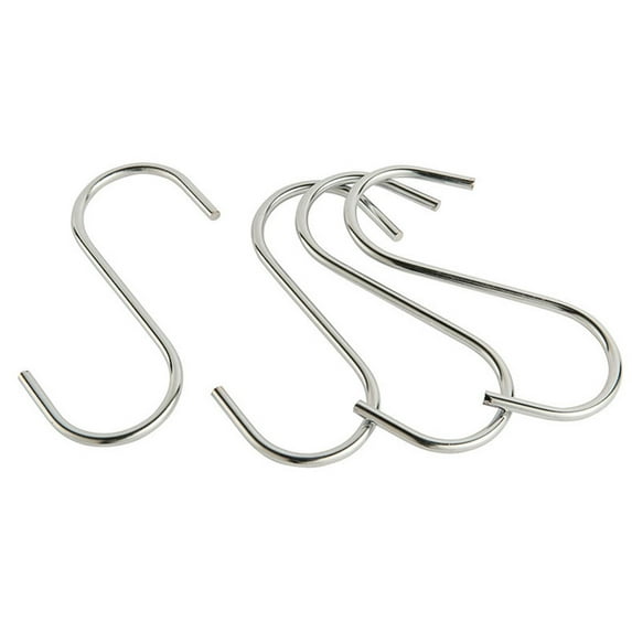 Wideskall 4" inch Zine Plated Metal Steel S Hooks for Hanging Pack of 4