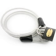 Wideskall 47" inch Bicycle Bike Braided Steel Cable Chain Looped End with 40mm Keyed Padlock Clear