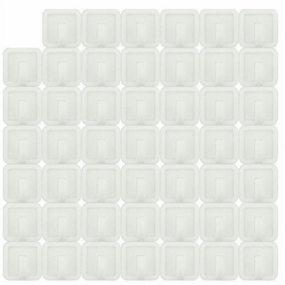 Wideskall 48 Pcs White Self Adhesive Plastic Square Hook Small Wall Mount Hanger for Bathroom Towel and Robe