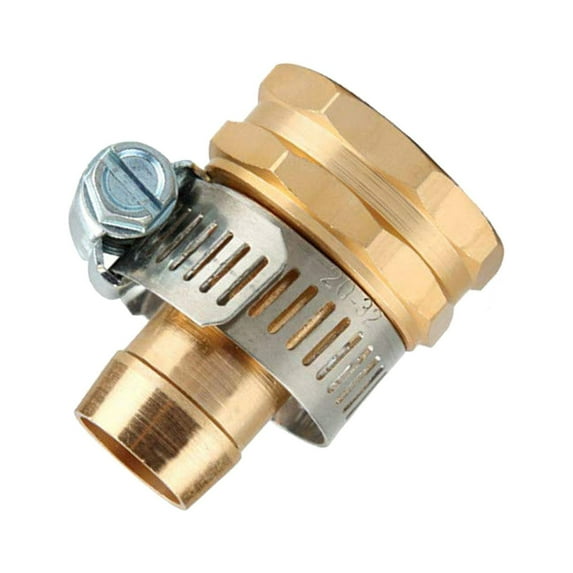 Wideskall 5/8" Brass Garden Water Hose Repair Mender Female Connector with Stainless Steel Clamp