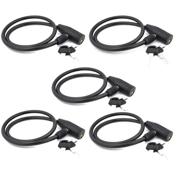 Wideskall 5-Pack 26" inch Light Duty 8mm Cable Keyed Bicycle Bike Lock w/ 2 Keys Cycling Anti-Theft Black