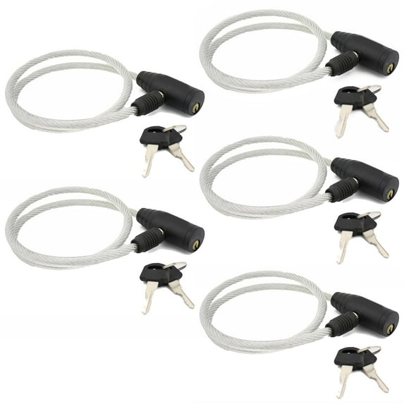 Wideskall 5-Pack 26" inch Light Duty 8mm Cable Keyed Bicycle Bike Lock w/ 2 Keys Cycling Anti-Theft Clear