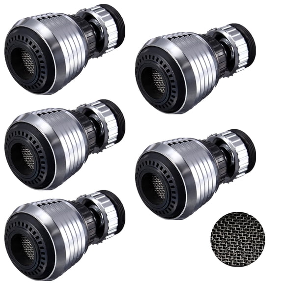 Wideskall 5-Pack 360 Rotate Swivel Dual Settings Nozzle Aerator Faucet Adapter Water Saving Tap