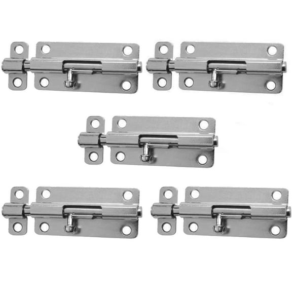Wideskall 5-Packs 3" inch Zinc Plated Barrel Bolts Latch Silver Door Safety Lock Bar Security Guard