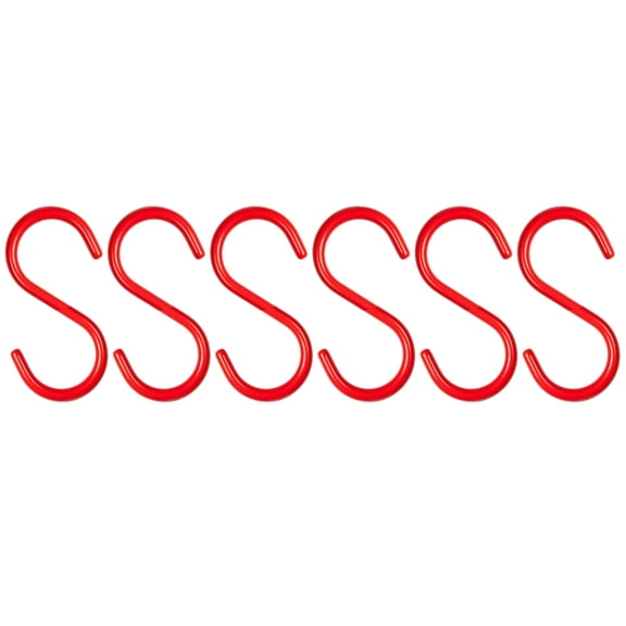 Wideskall 6 Pieces 5" inch Red Vinyl Coated S Shaped Hooks for Hanging Kitchen Rack