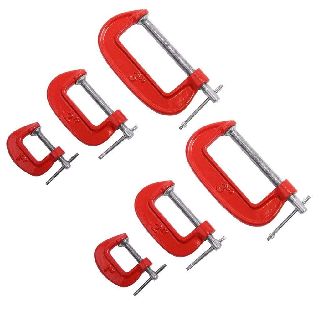 Wideskall 6 Pieces Heavy Duty Malleable C Clamp Set
