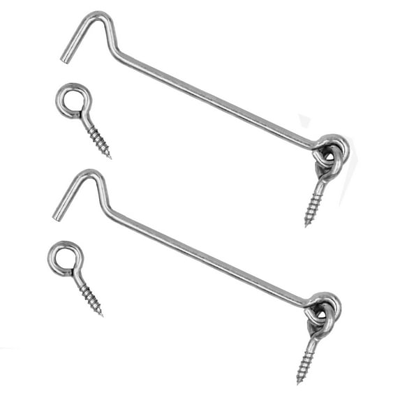 Wideskall 6" inch Heavy Duty Zinc Plated Wire Gate Hook and Eye Latch Pack of 2