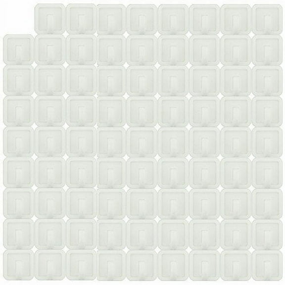 Wideskall 80 Pcs White Self Adhesive Plastic Square Hook Small Wall Mount Hanger for Bathroom Towel and Robe