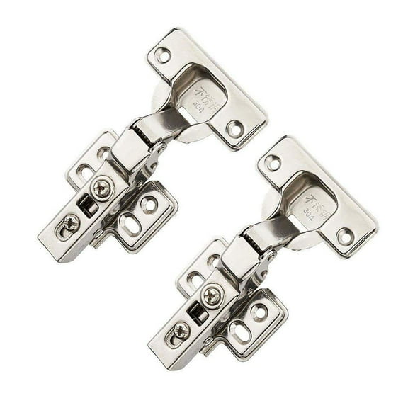 Wideskall A Pair Stainless Steel 1/2 Half Overlay Face Frame Kitchen Cabinet Door Hinge Chorme Silver