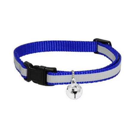 Wideskall Adjustable Reflective Nylon Safety Breakaway Cat Collar with Bell, Blue