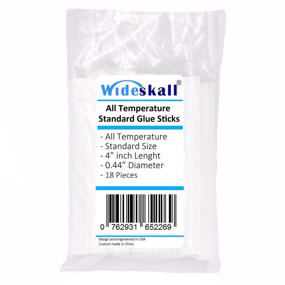 Wideskall All Temperature Standard Glue Sticks, 7/16" x 4" inch, Pack of 18