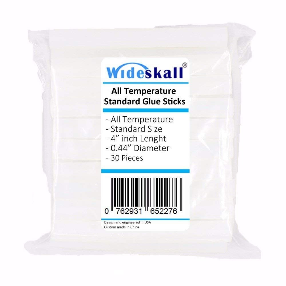 Wideskall All Temperature Standard Glue Sticks, 7/16" x 4" inch, Pack of 30