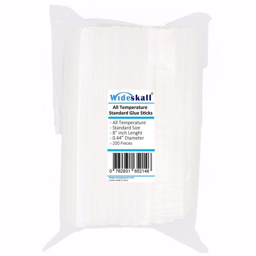 Wideskall All Temperature Standard Glue Sticks, 7/16" x 8" inch, Pack of 200