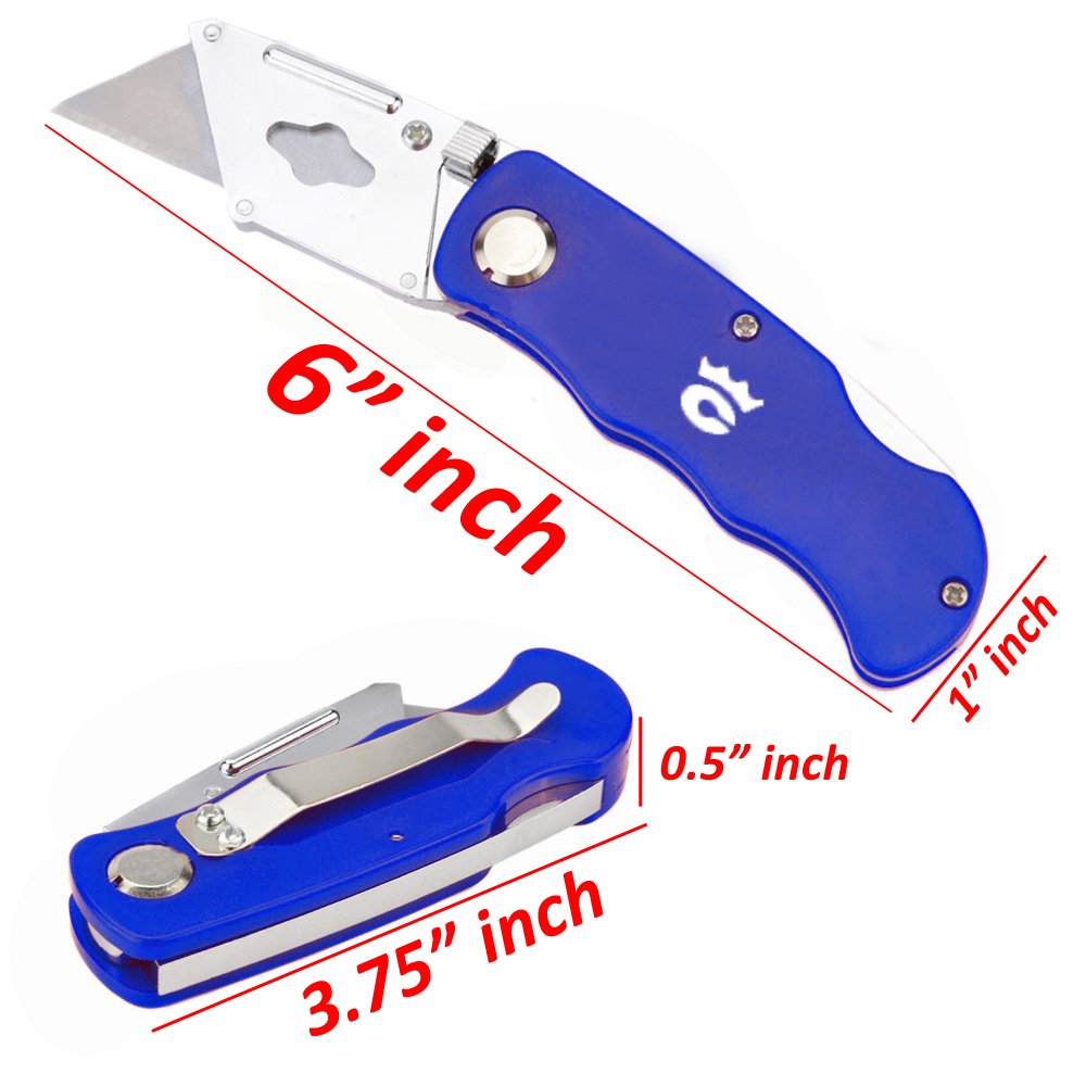 Wideskall Blue Folding Pocket Lockback Utility Knife with 5 Extra