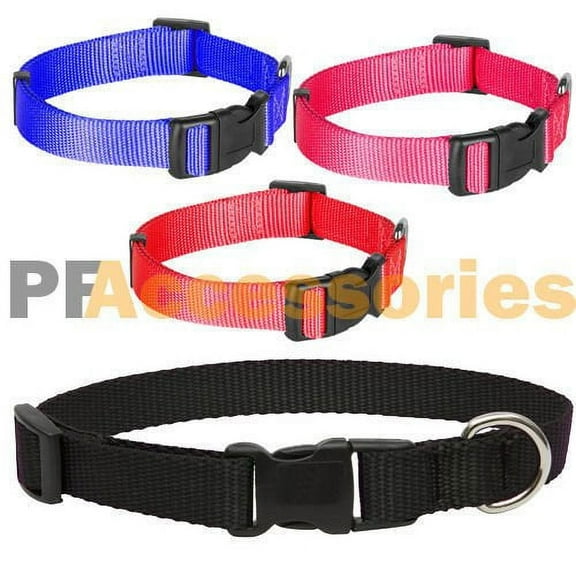 Wideskall Classic 8-14" inch Adjustable Nylon Dog Collar, Medium, Blue