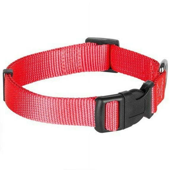 Wideskall Classic 8-14" inch Adjustable Nylon Dog Collar, Medium, Red