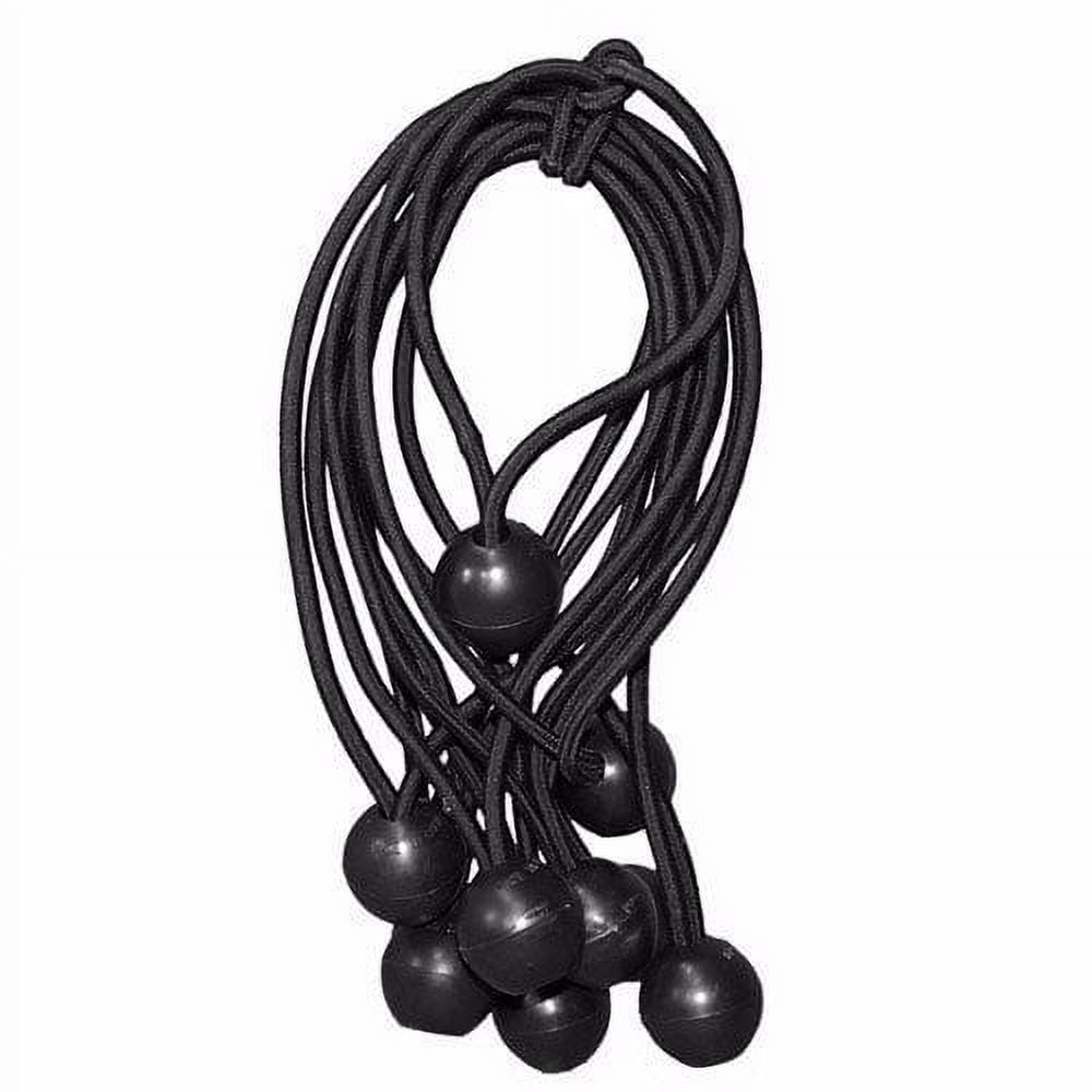 Wideskall Heavy Duty 6 inch Ball Bungee Cord Tarp Canopy Tie Down Strap,  Black Pack of 6 