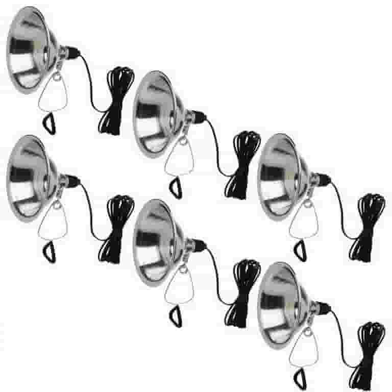 6-Pack Heavy Duty 8.5" Aluminum Clamp Work Lights With Reflector Shade - ETL Listed