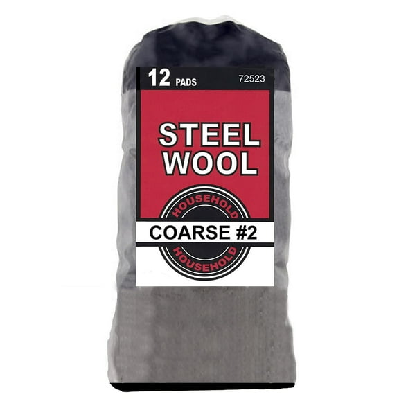 Wideskall Household Steel Wool 12 Pads, Coarse Grade #2 1 Bag Contain 12 Pads