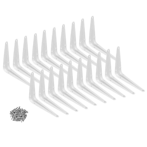 Wideskall Metal 5" x 6" inch Wall Corner Angle Shelving Shelf Brackets, White, Pack of 20