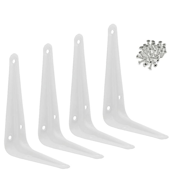 Wideskall Metal 5" x 6" inch Wall Corner Angle Shelving Shelf Brackets, White, Pack of 4