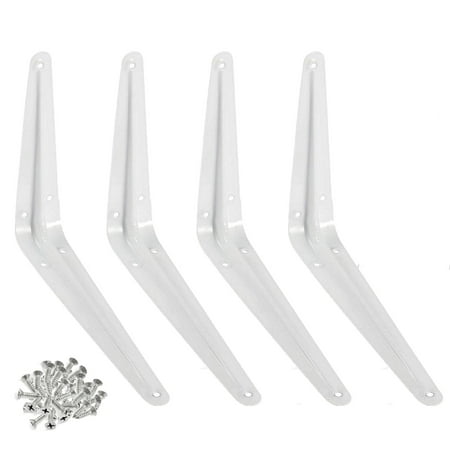 Wideskall Metal 6" x 8" inch Wall Corner Angle Shelving Shelf Brackets, White, Pack of 4