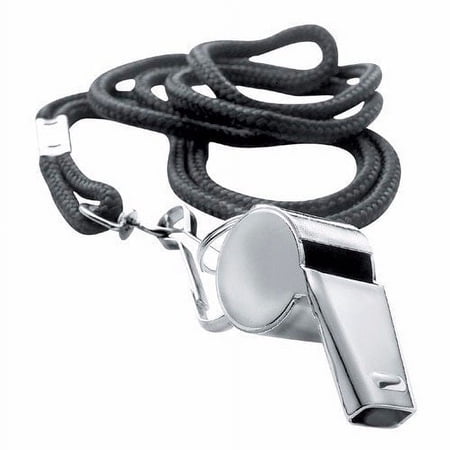 Wideskall Metal Referee Whistle Lanyard Emergency Survival w/ Black Neck String