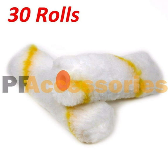 Wideskall Mini Paint Roller Cover Refill 4" x 1/2" inch Nap without Cap on Edge Soft Woven Pack of 30