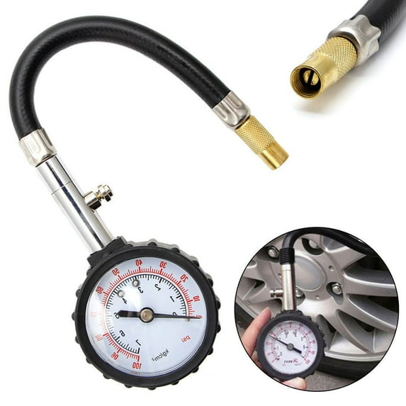 Wideskall Premium Flexible Hose Truck Car Tire Pressure Gauge 0-100 PSI Air Meter Tester