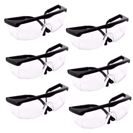 Wideskall Transparent Protective Clear Lens Safety Glasses Pack of 6