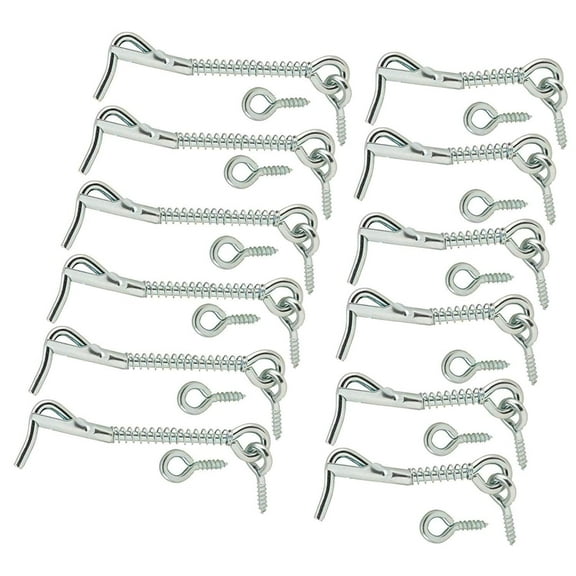 Wideskall Zinc Plated Wire Gate Hook and Eye Latch with Spring Lock Pack of 12