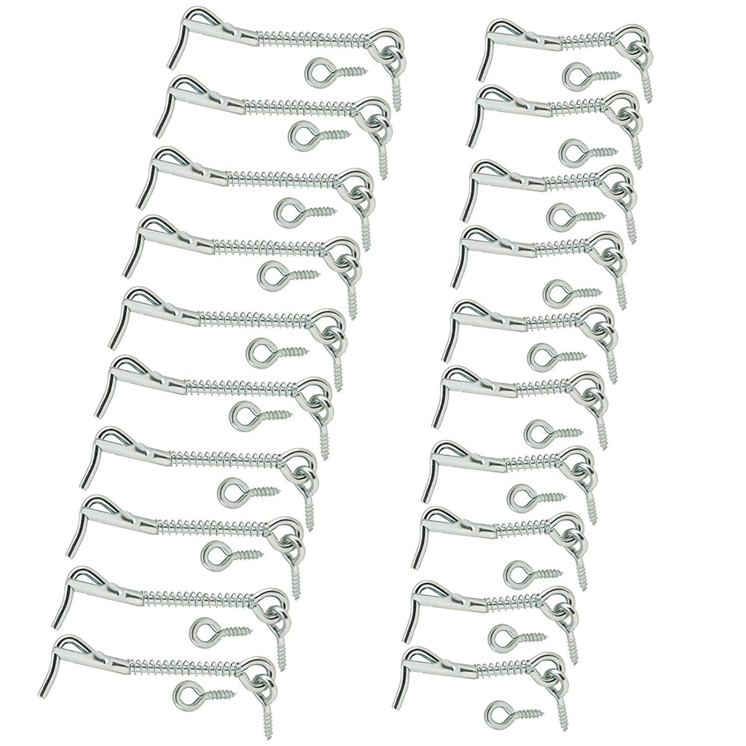 Wideskall Zinc Plated Wire Gate Hook and Eye Latch with Spring Lock