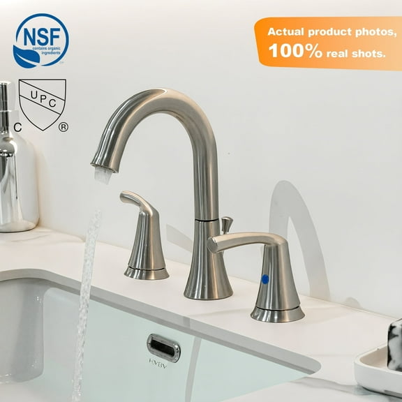 Sunrinx Widespread 2-Handle Bathroom Sink Faucet with Drain Assembly