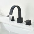 thumbnail image 1 of Widespread 8 Inch Matte Black Bathroom Sink Faucet, Waterfall Black Stainless Steel Bathroom Faucet for Sink 3 Hole, Vanity Lavatory Sink Faucets with Drain & Water Hoses, 1 of 15
